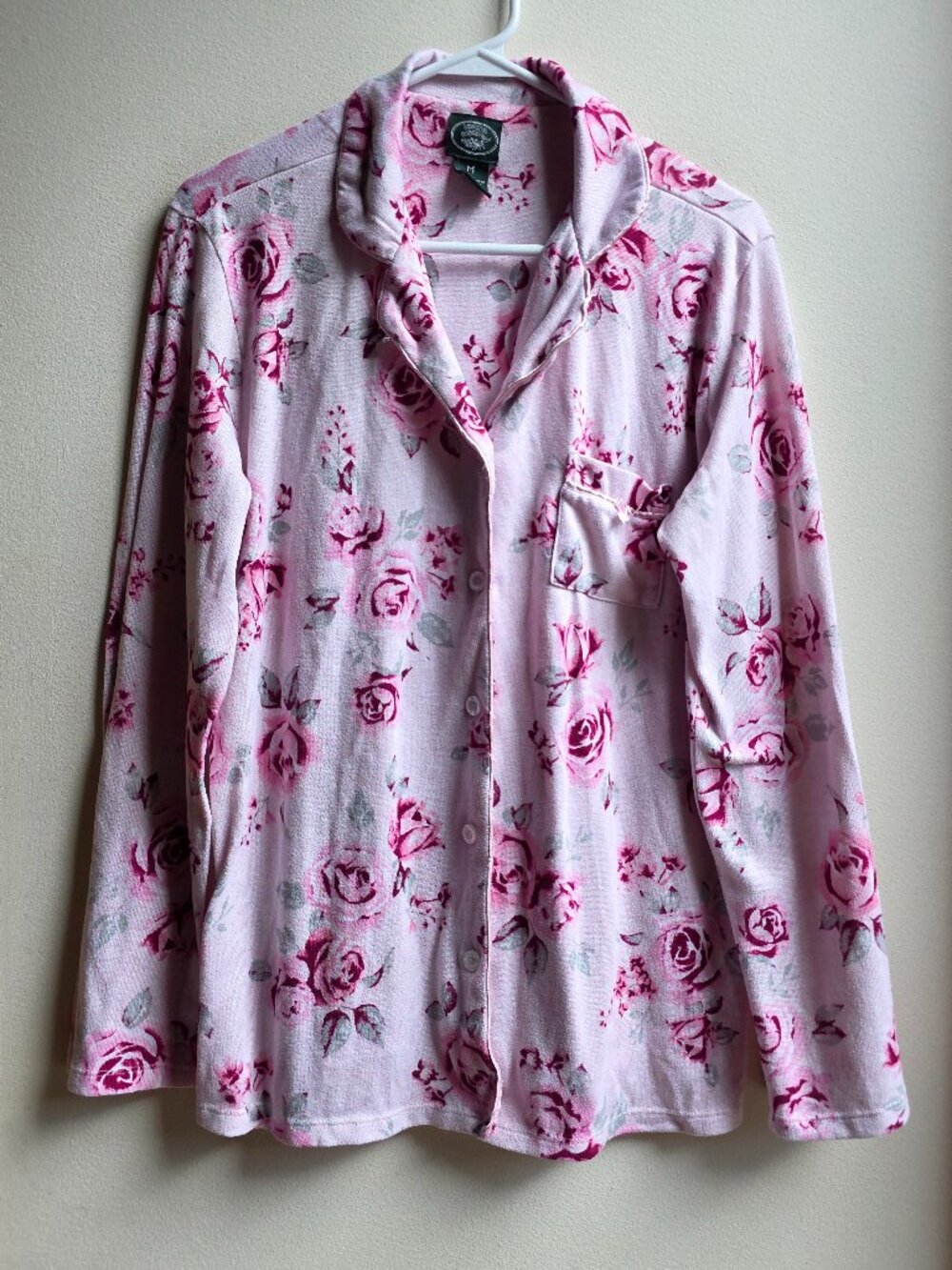 Laura Ashley Pink Floral Button Down Pajama Top Size Medium